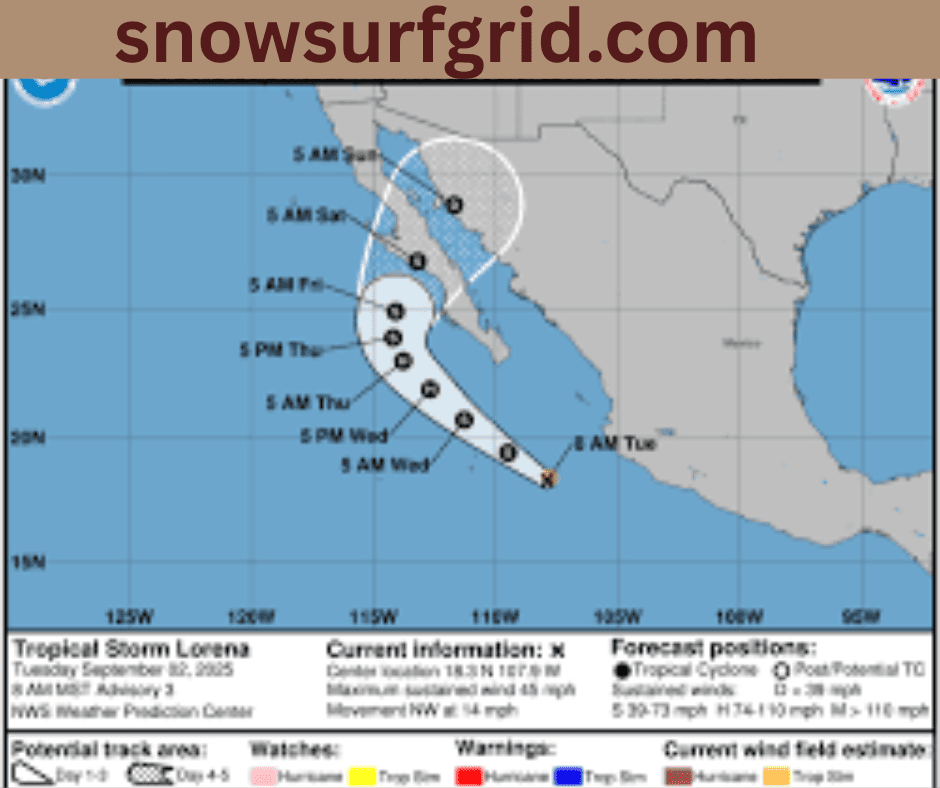 Tropical Storm Lorena: Path